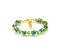Sospiri Venezia - Bracciale da Donna con 9 Perle di Vetro Murano e 10 Cristalli di Boemia, Braccialetto Originale, Gioiello Ideale per Regalo, Made in Italy con Certificato (verde)