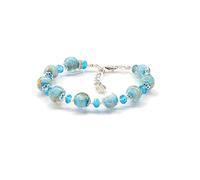 Sospiri Venezia - Bracciale da Donna con 9 Perle di Vetro Murano e 10 Cristalli di Boemia, Braccialetto Originale, Gioiello Ideale per Regalo, Made in Italy con Certificato (celeste)