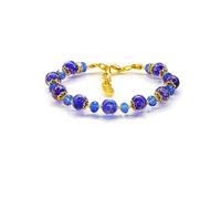 Sospiri Venezia - Bracciale da Donna con 9 Perle di Vetro Murano e 10 Cristalli di Boemia, Braccialetto Originale, Gioiello Ideale per Regalo, Made in Italy con Certificato (Blu)