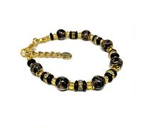 Sospiri Venezia Bracciale Donna 7 Perle in Vetro Diametro 8 mm Braccialetto Originale Vetro di Murano Gioiello Idea Regalo Made In Italy Certificato, perla Nera slavica Nera