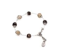 Sospiri Venezia Bracciale Donna 7 Perle in Vetro Diametro 8 mm Braccialetto Originale Vetro di Murano Gioiello Idea Regalo Made In Italy Certificato (Mix Bianco Rosso Nero)