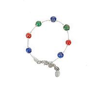 Sospiri Venezia Bracciale Donna 7 Perle in Vetro Diametro 8 mm Braccialetto Originale Vetro di Murano Gioiello Idea Regalo Made In Italy Certificato (Mix Verde Rosso Blu)