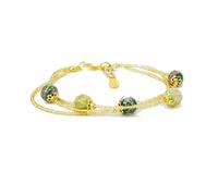 Sospiri Venezia Bracciale Donna Vetro Murano con Perle | Confortevole ed Elegante | Idea Regalo con Scatola Inclusa e Certificato | Per Mamma, Fidanzata, Amica (Oro Verde Chiaro-Scuro)