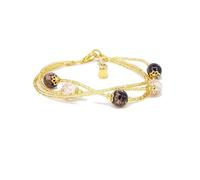 Sospiri Venezia Bracciale Donna Vetro Murano con Perle | Confortevole ed Elegante | Idea Regalo con Scatola Inclusa e Certificato | Per Mamma, Fidanzata, Amica (Oro Nero-Bianco)