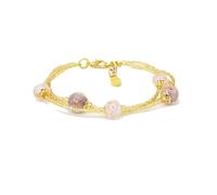 Sospiri Venezia Bracciale Donna Vetro Murano con Perle | Confortevole ed Elegante | Idea Regalo con Scatola Inclusa e Certificato | Per Mamma, Fidanzata, Amica (Oro Beige-Viola)