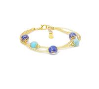 Sospiri Venezia Bracciale Donna Vetro Murano con Perle | Confortevole ed Elegante | Idea Regalo con Scatola Inclusa e Certificato | Per Mamma, Fidanzata, Amica (Oro Blu-Azzurro)
