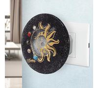 Sospiri Venezia Luce Notturna per Bambini, Presa Muro Led, in Vetro di Murano, con Sensore Intelligente, Decorazione Casa, Camera Letto, Illuminazione a Parete, Idea Regalo (Sole -Luna, Nera)