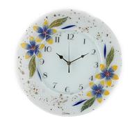 Sospiri Venezia Orologio da Parete Vetro Murano Meccanismo Silenzioso Decorato Floreale Idea Regalo Realizzato a Mano Made Italy (Rotondo Grigio Blu)