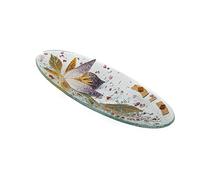 SOSPIRI VENEZIA Svuotatasca Piatto Soprammobile Decoro Floreale Vetro Murano Centrotavola Arredo Casa Idea Regalo Realizzato a Mano Made Italy (cm 28X11 Ovale)