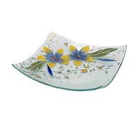 SOSPIRI VENEZIA Svuotatasca Piatto Soprammobile Decoro Floreale Vetro Murano Centrotavola Arredo Casa Idea Regalo Realizzato a Mano Made Italy (cm19X19 Quadrato)