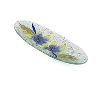 SOSPIRI VENEZIA Svuotatasca Piatto Soprammobile Decoro Floreale Vetro Murano Centrotavola Arredo Casa Idea Regalo Realizzato a Mano Made Italy (cm 28X11 Ovale)