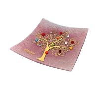 Sospiri Venezia Svuotatasche Albero della Vita in Vetro di Murano Murrine e Oro Idea Regalo Piatto Vassoio Decorativo Made Italy Portaoggetti Soprammobile Bomboniere Cerimonia 14x14 cm
