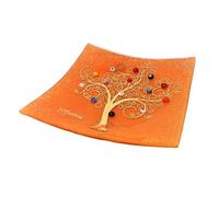 Sospiri Venezia Svuotatasche Albero della Vita in Vetro di Murano Murrine e Oro Idea Regalo Piatto Vassoio Decorativo Made Italy Portaoggetti Soprammobile Bomboniere Cerimonia 14x14 cm