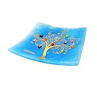 Sospiri Venezia Svuotatasche Albero della Vita in Vetro di Murano Murrine e Oro Idea Regalo Piatto Vassoio Decorativo Made Italy Portaoggetti Soprammobile Bomboniere Cerimonia 14x14 cm