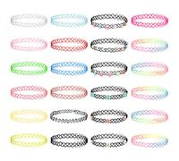 SOSPIRO Set di 24 Collane Elastiche per Tatuaggi, Choker per Ragazze e Bambini, Plastica, AS Shown