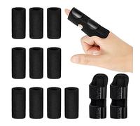 SOSPIRO Stecche per Dita - Stecca per Dito a Grilletto in Nero, Regolabile e Comprensiva di 2 Tutori per Dita della Mano con 10 Maniche in Nylon, Protezione per Tutte le Dito