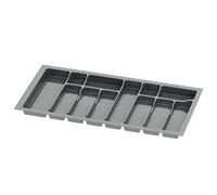 Sossai Inserto portaposate Divio per cassetti larghi 90 cm, 83x43 cm - ritagliabile, 12 scomparti, antracite, vassoio portaposate in plastica per cassetti da cucina