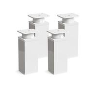 Sossai Piedini design per mobili, set 4 pezzi, H 100 mm, bianco opaco regolabile, profilo quadrato, modello MFV1, ideale per armadi, cassettiere