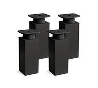 Sossai Piedini design per mobili, set 4 pezzi, H 100 mm, nero opaco regolabile, profilo quadrato, modello MFV1, ideale per armadi, cassettiere