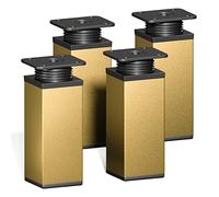 Sossai Piedini design per mobili, set 4 pezzi, H 100 mm, oro regolabile, profilo quadrato, modello MFV1, ideale per armadi, cassettiere