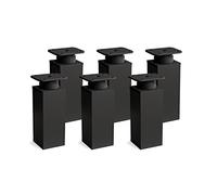 Sossai Piedini design per mobili, set 6 pezzi, H 100 mm, nero opaco regolabile, profilo quadrato, modello MFV1, ideale per armadi, cassettiere