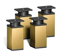 Sossai Piedini in oro regolabili, set 4 pezzi, altezza 80 mm, profilo quadrato, modello MFV1, per mobili, armadi, cassettiere