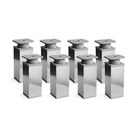 Sossai Piedini per mobili moderni, set 8 pezzi, regolabili in altezza, cromo lucido, H 100 mm, profilo quadrato, modello MFV1, per armadi, comò
