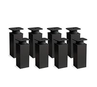 Sossai Piedini per mobili moderni, set 8 pezzi, regolabili in altezza, nero opaco, H 100 mm, profilo quadrato, modello MFV1, per armadi, comò