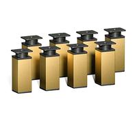 Sossai Piedini per mobili moderni, set 8 pezzi, regolabili in altezza, oro, H 100 mm, profilo quadrato, modello MFV1, per armadi, comò