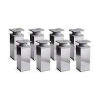 Sossai Piedini per mobili, set 8 pezzi, H 120 mm, cromo lucido regolabile, design elegante, profilo quadrato, modello MFV1, per armadi, comò