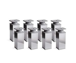 Sossai Piedini per mobili, set 8 pezzi, H 120 mm, cromo lucido regolabile, design elegante, profilo quadrato, modello MFV1, per armadi, comò
