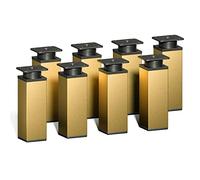 Sossai Piedini per mobili, set 8 pezzi, H 120 mm, oro regolabile, design elegante, profilo quadrato, modello MFV1, per armadi, comò