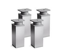 Sossai Piedini regolabili in alluminio, set 4 pezzi, altezza 120 mm, profilo quadrato, modello MFV1, per mobili, armadi, cassettiere