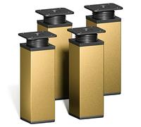 Sossai Piedini regolabili in oro, set 4 pezzi, altezza 120 mm, profilo quadrato, modello MFV1, per mobili, armadi, cassettiere
