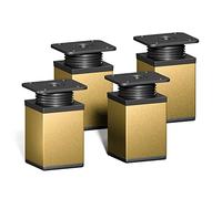 Sossai Piedini regolabili per mobili, set 4 pezzi, H 60 mm, oro, design moderno, profilo quadrato, modello MFV1, per armadi, comò