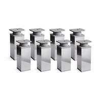 Sossai Piedini regolabili per mobili, set 8 pezzi, H 60 mm, cromo lucido, design moderno, profilo quadrato, modello MFV1, per armadi, comò