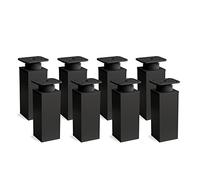 Sossai Piedini regolabili per mobili, set 8 pezzi, H 80 mm, nero opaco, design moderno, profilo quadrato, modello MFV1, per armadi, comò