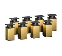 Sossai Piedini regolabili per mobili, set 8 pezzi, H 80 mm, oro, design moderno, profilo quadrato, modello MFV1, per armadi, comò