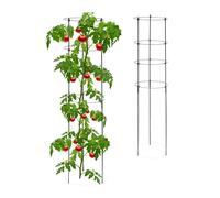 Relaxdays Set da 2 Sostegni Circolari per Pomodori, Piante Rampicanti, Cetrioli, Alti 120 cm, 4 Anelli, Metallo, Nero, Ferro