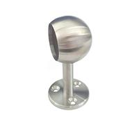 SOSTEGNO CORRIMANO INOX AISI 304, CON PIASTRA A 3 FORI, PERNO DIRITTO CON ANELLO CIECO - MISURA 33,7