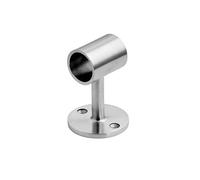 SOSTEGNO CORRIMANO INOX AISI 316, CON PIASTRA A 2 FORI, PERNO DIRITTO CON ANELLO PASSANTE - PER TUBO Ø 33,7 MM