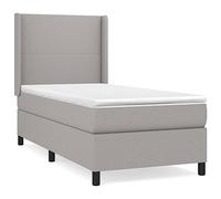 Sostegno medio duro Materasso a molle insacchettate Testiera regolabile | Giroletto a Molle con Materasso Grigio Chiaro 90x200 cm Tessuto Traspirante Letto Regolabile con Testiera e Coprimaterasso