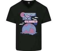 Sostegno Tuo Locale Planet Climate Change Uomo Scollo A V Cotone T-Shirt