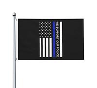 Sosteniamo La Nostra Bandiera Della Linea Blu Della Polizia Usa Garden Flag Resistente Alle Intemperie Bandiere Da Giardino Durevole Bandiera Da Cortile Per Fattoria Patio Interni 90X150 Cm