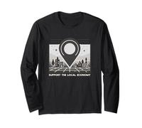 Sostieni Economia Locale Mercato Comunità Business Vintage Maglia a Manica