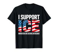 Sostieni gli agenti di immigrazione ICE American Flag Border Patrol Maglietta