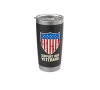 Sostieni i nostri veterani scudo patriottico stelle e strisce Bicchiere termico in acciaio inox doppia parete