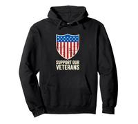 Sostieni i Nostri veterani Scudo Patriottico Stelle e Strisce Felpa con Cappuccio