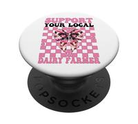 Sostieni il tuo allevatore locale da latte mucca agricoltura lattiero-casearia ragazza mamma PopSockets PopGrip Adesivo
