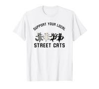 Sostieni Il Tuo Gatto Locale Street Cats Raccoon Possum Skunk Cat Maglietta